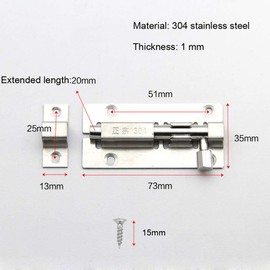 All-Pie 2PCS Door Lock Bolt - for Bathroom, Bedroom,Toilet, Shed, Shower, Door - Catch Latch Slide Bolt Easy Fit with Screws (3 inches)