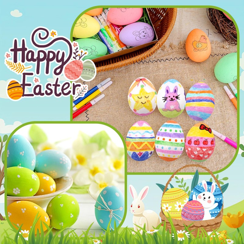 VEYLIN 25 Pieces White Foam Eggs Polystyrene Balls for Easter