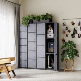 Letaya Metal Storage Locker for Employees,6 Door Lockable Steel Organizer Cabinet for Work,School,Gym,Home,Office,Staff,Kid Room (6 Door-Black Gray)