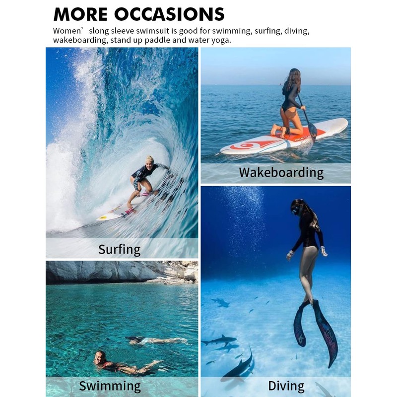 SELINK Women's Long Sleeve Rash Guard UV Protection Zipper Printed