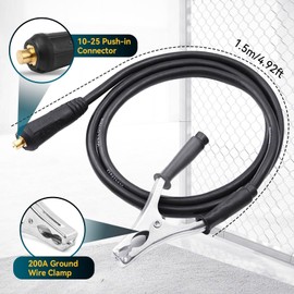 200A Welding Ground Clamp Welding Electrode Holder Set, Welding Cable Stick Electrode Holder with 10-25 Din Quick Plug, Heat Resistant Anti Slip Grip for ARC MMA MIG TIG Welders