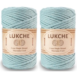 4mm Single Strand Macrame Cord Rope 82 Yards, Colored Macrame Rope, Cotton Rope Macrame Yarn, Colorful Cotton Craft Cord for Wall Hanging, Plant Hangers, Crafts, Knitting (Sage, 4mm 2 Skein)