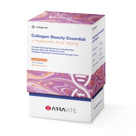 Arravite Collagen Beauty Essential + Hyaluronic Acid 150mg White Peach Flavour 3g x 14 Sachets (Ships March)