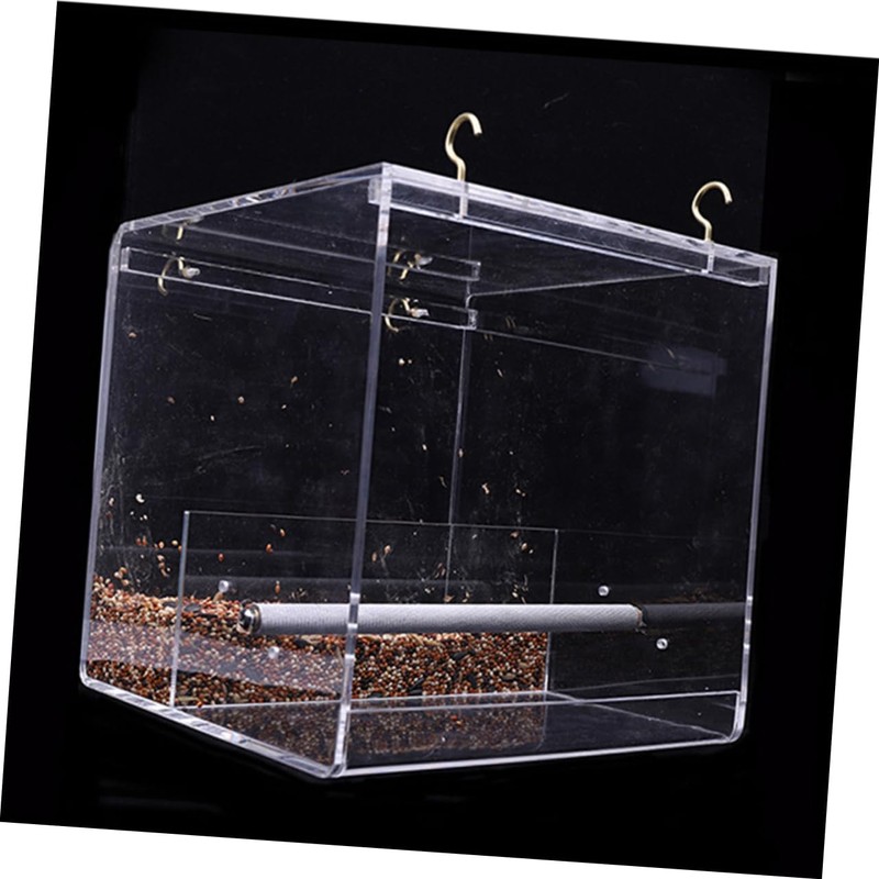 CIYODO Acrylic Transparent Bird Feeder with Removable Tray Large S