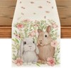 Artoid Mode Bunny Rabbit Floral Leaves Easter Table Runner, Spring
