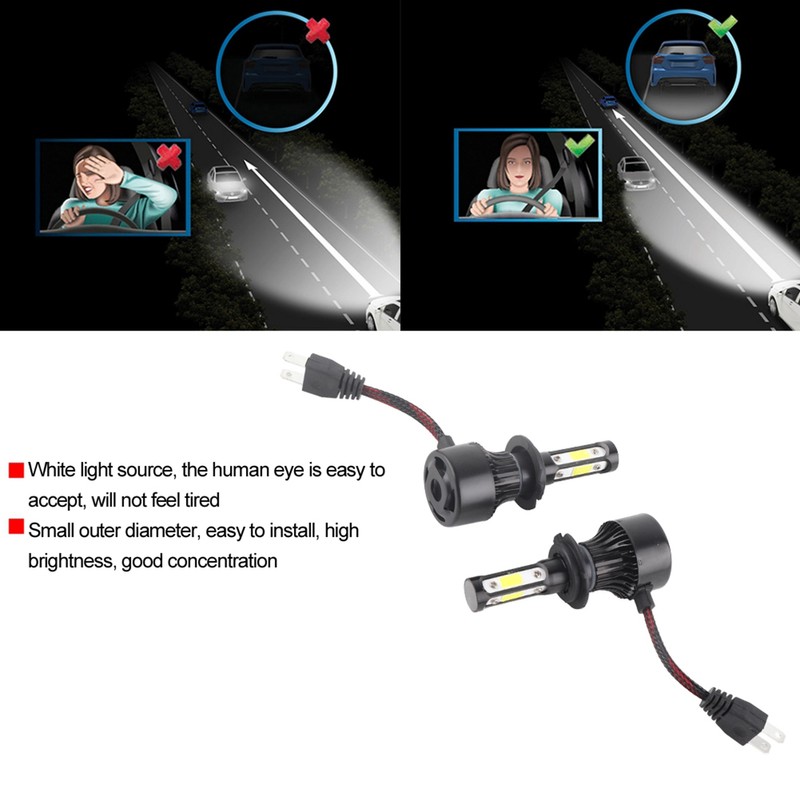 2pcs Vehicle X7‑COB 6500K H7 LED Headlight High Front Light