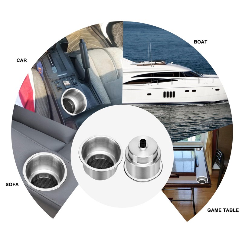 Amarine Made 4pcs Stainless Steel Cup Drink Holder with Drain