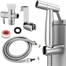 Stainless Steel Bidet Sprayer for Toilet, Handheld Cloth Diaper Sprayer, Bathroom Jet Sprayer Kit Spray Attachment with Explosion-Proof Hose, Great Water Pressure for Bathing Pets（Gold）