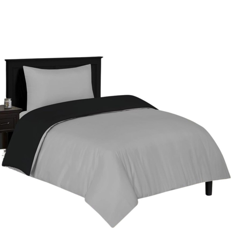Ev Dekor® Duvet Cover Set Single Grey Black - Soft