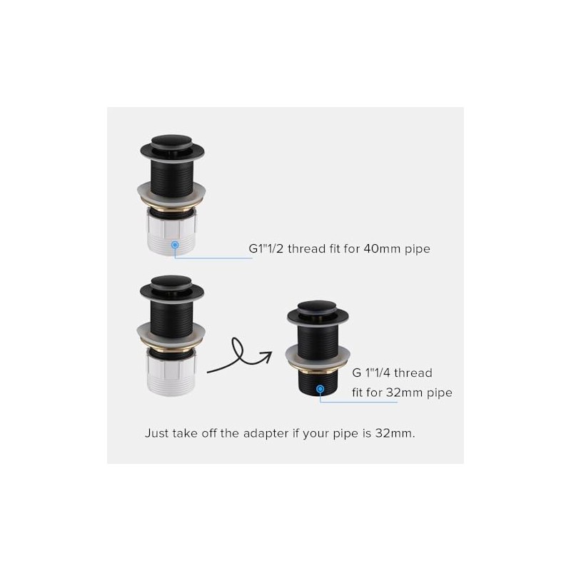 Decaura 32mm No-Overflow Bathroom Basin Push Pop Up Plug Waste