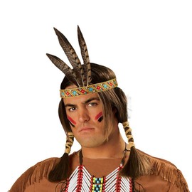 BLUE GARLIC Feather Headdress | Native American Indian Inspired chief Handmade costume Adults for Thanks Giving Christmas Party Performances Photo Props Brown