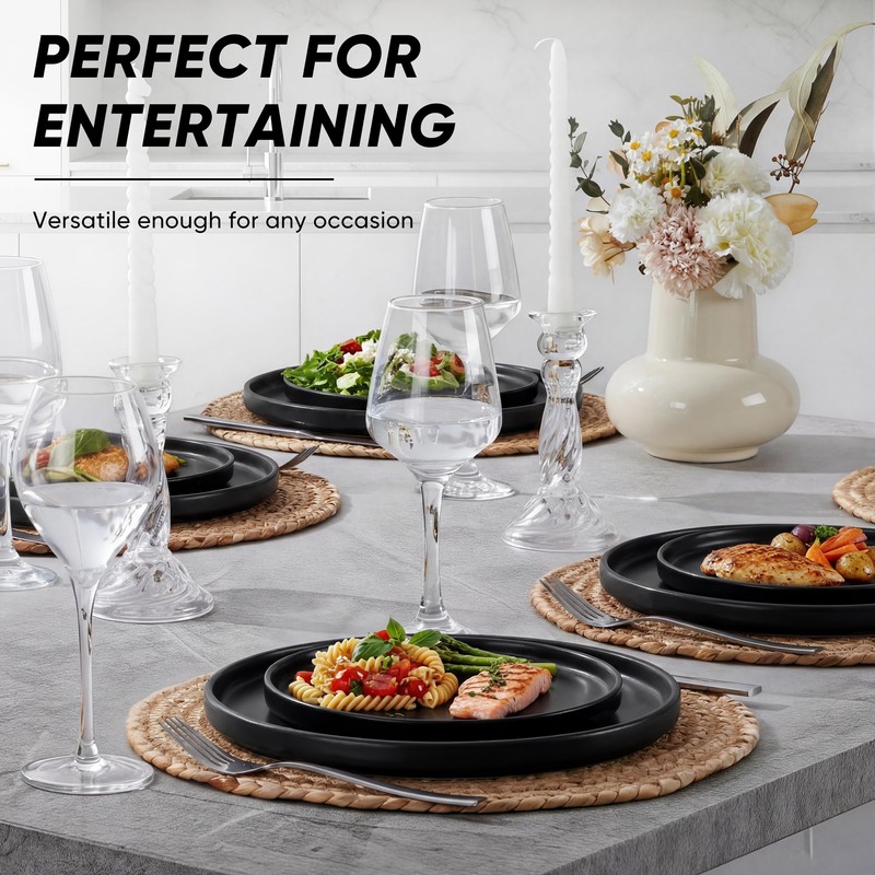 E-far 7.9 Inch Ceramic Dinner Plates, 6-Piece Stoneware Salad Plates