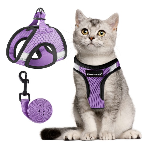 FAYOGOO Cat Harness and Lead Set, Walking Escape Proof, Adjustable