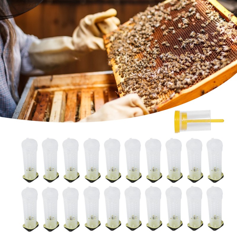 Queen Bee Roller Cage Plastic Rearing Cup Marking Bottle Beekeeping