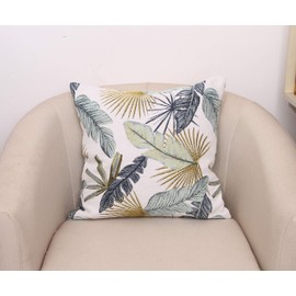 Yeiotsy Pillow Case, Decorative Tropical Leaf Throw Pillow Cover Heavy Fabric Jacquard Chenille (Yellow, 18 x 18 Inches)