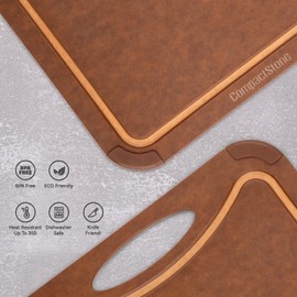 CompactStone Cutting Board with Non-Slip Feet and Juice Groove for Kitchen, Wood Fiber Composite, 14.6-Inch by 10.8-Inch, Brown