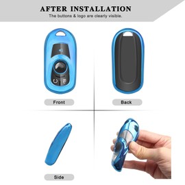 QBUC for Buick Key Fob Cover Case with Keychain for Buick Verano Regal Lacrosse Encore GX Envision Enclave Cascada GL8 Tourx 2/3/4/5 Buttons Smart Remote (Blue)