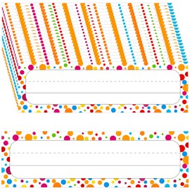Lucleag 50PCS Polka Dot Classroom Name Plates for Desk, Colorful Confetti Dot Nameplates for Classroom Cubbies, School Classroom Name Plates Student Desk Name Tags for Teachers, 10x3 inch