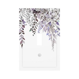 Spshian Decorative Light Switch Cover Plate Rustic Purple Sage Violet Eucalyptus Leaf Leaves 1 Gang Wall Plate Oversized Single Toggle Wall Cover Plate Jumbo Electrical Switchplate Face Plate