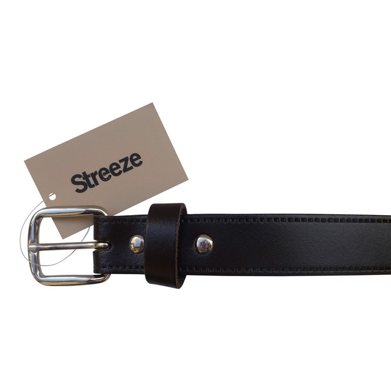 Streeze 24mm Ledergürtel für Jungen. Brauner Kinderledergürtel Schulgürtel (36cm -