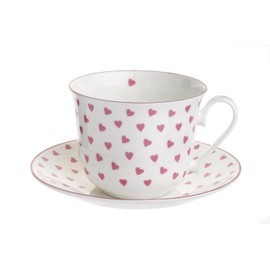 Nina Campbell China Breakfast Cup & Saucer Pink Hearts