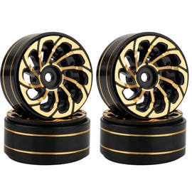 Pothyes 1.0 Brass Beadlock Wheel Rims 4PCS Wheels for All 1/24 Scale FCX24 Axial SCX24 Deadbolt C10 Gladiator 1/18 TRX4M RC Crawler Car Upgrades Parts (Pattern A)