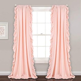 Lush Decor Reyna Window Curtains Panel Set for Living Room, Dining Room, Bedroom (Pair), 84â x 54â, Blush Pink