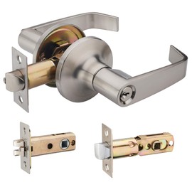 HENYIN Wave Lever Keyed Entry Door Lock/Door Knob Hardware Knob Lever and Closet Leverset (601-NB)