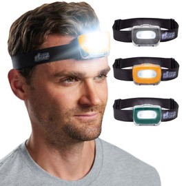 Gorilla Grip Ultra Bright High Lumens LED Head Lamp, 7 Light Modes Water Resistant IPX4 Headlamp, Adjustable Headband, Battery Powered Outdoor Running, Camping Forehead Flashlight Lamps, 1 Pack Orange