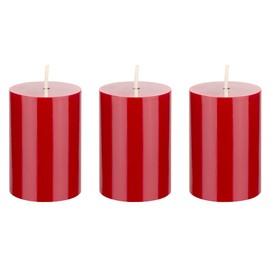 SRG 3 pcs Unscented Red Round Pillar Candle, Hand Poured Premium Wax Candles 2 Inch x 3 Inch, Home Décor, Wedding Receptions, Baby Showers, Birthdays, Celebrations, Party Favors & More