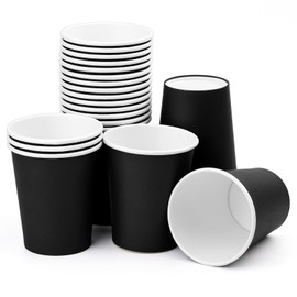 Fedmut 8oz Black Paper Cups,Paper Coffee Cups,Disposable Drinking Cups, Hot/Cold Beverage Paper Cups,Paper Party Cups Ideal for Hot Water, Juice, Party, Picnic（25 Pack）