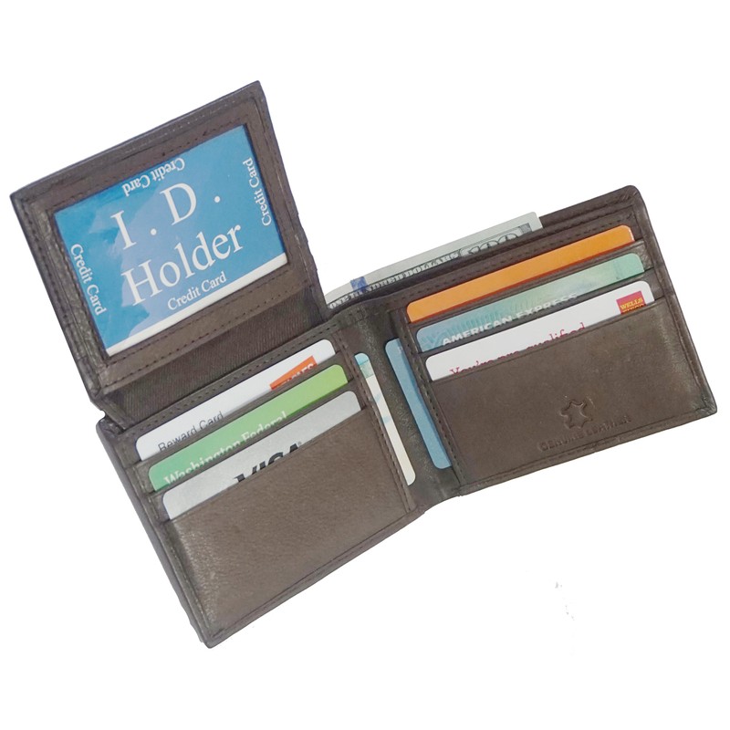 Wallet for Men-Genuine Leather RFID Blocking Bifold Wallet Black With