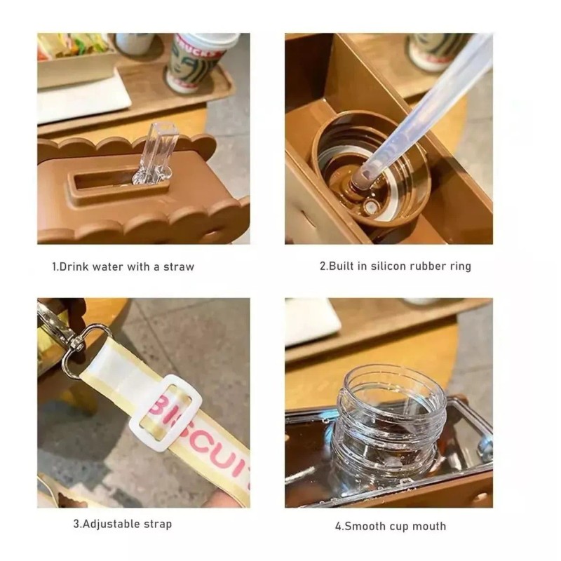 Maíz Botella De Agua Cantimplora Diseño Galleta 380ml Hermetica