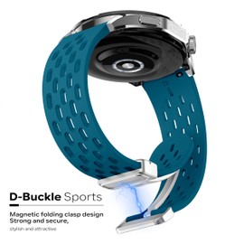 LYSMVIVI Sport Watch Band 18mm 19mm 20mm 22mm Quick Release Silicone Magnetic Sweatproof Breathable Watch Band for Men Women, Soft Silicone Sport Watch Strap - Blue Lagoon