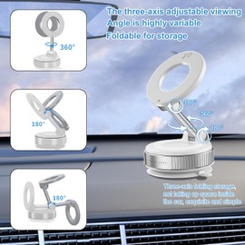 Soportes para teléfono para tu coche, fuerte soporte magnético con ventosa de 360° ajustable para parabrisas y salpicadero, universal para todos los teléfonos inteligentes (blanco-A)