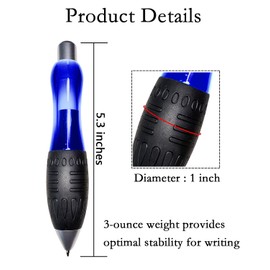 lyforx 𝟯 𝗼𝘇 Fat 𝐇𝐞𝐚𝐯𝐲 𝐖𝐞𝐢𝐠𝐡𝐭𝐞𝐝 Pens for Tremors Arthritis Parkinson's Carpal Tunnel Wide Grip Thick Barrel Easy to Hold Blue（6 Black & 6 Blue Refills）