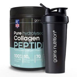 GN Hydrolysed Collagen Peptides Powder, Bovine, Unflavoured, Type I and III with 18 Amino Acids, 70 Servings, 700g, for Joints, Skin and Hair, with 600ml Shaker