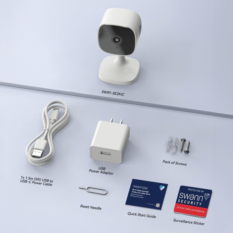 Swann EVO 2K Indoor Wi-Fi Security Camera, Two-Way Audio, True