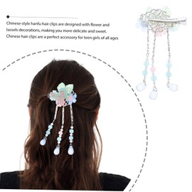 PACKOVE Chinese Flower Tassel Hair Clips 1 Pair Vintage Style Hair Accessories for Girls Metal Hairpins for Hanfu and Wedding Hairstyles Elegant Floral Design