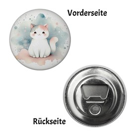 Cute Cat Magnet with Bottle Opener Round Cute Sitting Kitten Magnet with Bottle Opener Pet Lover Gift Cute Animal Motif