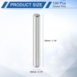 uxcell 100Pcs 4mm x 30mm Dowel Pins, 304 Stainless Steel Cylindrical Shelves Support Pegs Locating Pin Shelf Fasten Elements for Bookshelf Cabinet Furniture Component (GB119), Silver