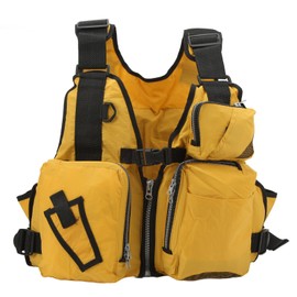 Mesh Fly Fishing Vest Yellow Free Size Outdoor Fishing Vest Backpack with Multiple Pockets for Men Women