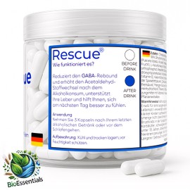 Rescue® Supplement with DHM + L-Cysteine - Support for Recovery After Drinking & the Liver - 12 Doses - Dihydromyricetin, Cysteine, Milk Thistle, Kudzu, Vitamin B and Essential Minerals