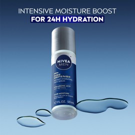 NIVEA MEN Age Defense Instant Hydrating Face Serum for Dry Skin, With Pro-Retinol and Hyaluronic Acid, Facial Serum Helps Reduce Look of Fine Lines and Wrinkles, 1.7 Fl Oz Bottle