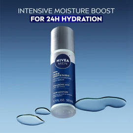 NIVEA MEN Age Defense Instant Hydrating Face Serum for Dry Skin, With Pro-Retinol and Hyaluronic Acid, Facial Serum Helps Reduce Look of Fine Lines and Wrinkles, 1.7 Fl Oz Bottle