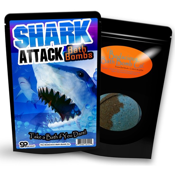 Shark Attack Bath Bombs - Cool Bath Bombs for Kids - Fun Bath Fizzers for Boys - XL Black and Blue Bath Bombs
