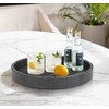 HofferRuffer Faux Leather Round Serving Tray, Vegan Croco Leather Decorative