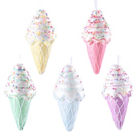 Enanal Ice Cream Christmas Ornaments,5pcs 6”Foam Assorted Ice Cream Ornaments Pastel Hanging Christmas Tree Ornaments Mini Dessert Ornaments for Xmas Decoration Ice Cream Party Supplies