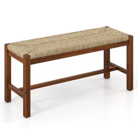 Giantex 40" Dining Bench with Woven Seagrass Woven Seat, Rubber Wood Legs, 350 Lbs Capacity, 40" x 14" x 18" Entryway Bench for End of Bed, Dining Room, Hallway, Living Room, Bedroom, Entry (1)