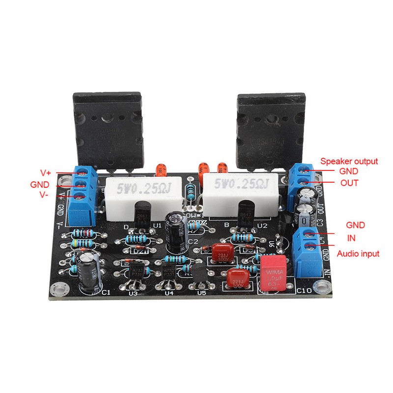 2SC5200+2SA1943 Power Amplifier Board 100W Amp Speaker Circuit Protection Board